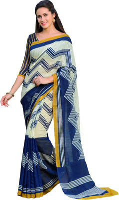 

Lovelylook Printed Fashion Polycotton Saree(Multicolor), Off-white & blue