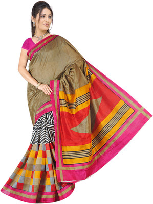 

Jiya Printed Fashion Art Silk Saree(Brown, Multicolor)