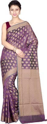 

Chandrakala Woven Banarasi Silk Cotton Blend Saree(Purple), Wine