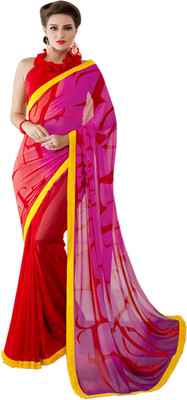 

Gaurangi Creations Printed Bollywood Pure Georgette Saree(Red, Pink), Pink;red