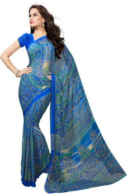

Jiya Self Design, Printed Fashion Georgette Saree(Blue, Multicolor)