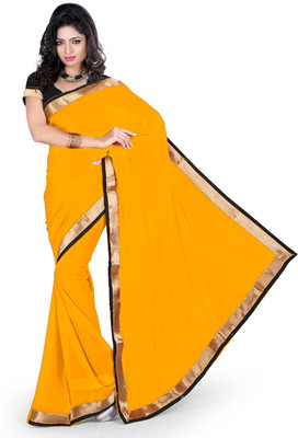 

Indian Wear Online Plain Fashion Georgette Saree(Orange)
