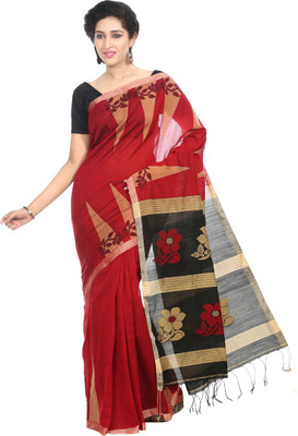 

Crochetin Self Design Fashion Handloom Viscose Saree(Red, Black), Black;red