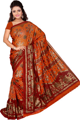 

Khoobee Self Design, Printed Fashion Georgette Saree(Orange, Multicolor), Multicolor;orange