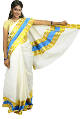 

Fashionkiosks Self Design Balarampuram Handloom Cotton Saree(Multicolor), Cream