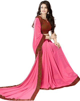 

Jiya Self Design, Printed Fashion Georgette Saree(Pink, Multicolor), Multicolor;pink