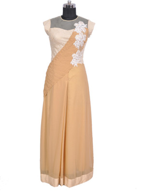 

Radhika Goyal Embroidered Fashion Shimmer Fabric Saree(Beige)