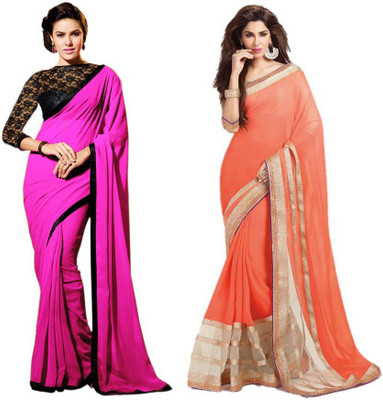

Stylezone Self Design Fashion Chiffon Saree(Pack of 2, Pink, Orange), Orange;pink