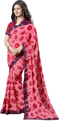 

Khushali Self Design, Printed Fashion Georgette Saree(Red)