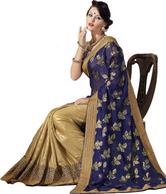 

M.S.Retail Embroidered Bollywood Georgette, Shimmer Fabric Saree(Dark Blue), Cre8me;navyblue