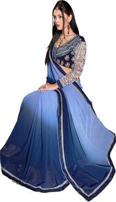 

Manthan Embroidered Daily Wear Georgette Saree(Blue)