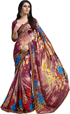 

Lovelylook Printed Fashion Georgette Saree(Multicolor), Wine & beige