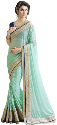 

Kintu Designs Pvt. Ltd. Embroidered Fashion Georgette Saree(Blue), Aqua blue