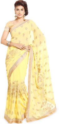 

Soch Embroidered Fashion Chiffon Saree(Yellow)
