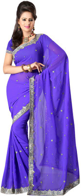 

Ansu Fashion Embroidered Fashion Georgette Saree(Blue)