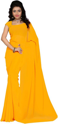 

Surupta Solid Fashion Georgette Saree(Yellow), Mustered
