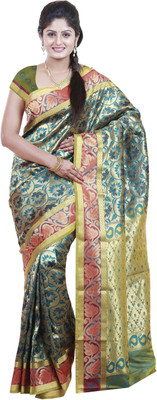 

Mimosa Woven Kanjivaram Art Silk Saree(Light Blue), Rama