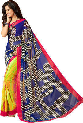

Ewows Printed Fashion Chiffon Saree(Blue)
