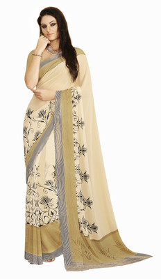 

Khoobee Self Design, Printed Fashion Georgette Saree(Beige)