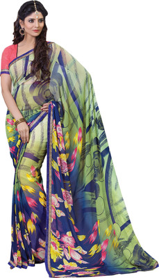 

Manthan Printed Daily Wear Georgette Saree(Blue, Light Green)