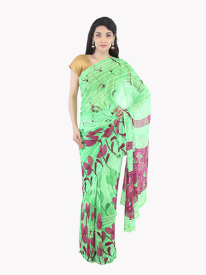 

M.S.Retail Printed Fashion Chiffon Saree(Light Green)