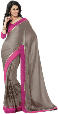 

Indian Wear Online Printed Fashion Pure Chiffon Saree(Grey)