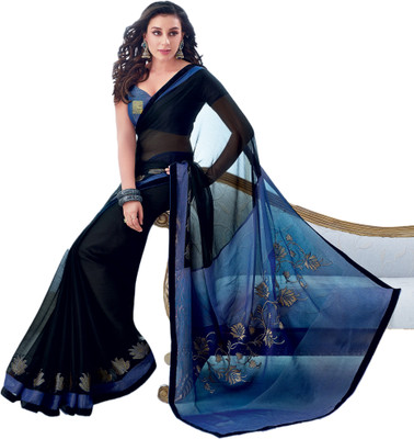 

Vishal Printed Fashion Chiffon Saree(Blue, Black)