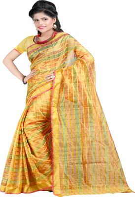 

Sanju Sarees Solid Mysore Polycotton Saree(Multicolor), Yellow