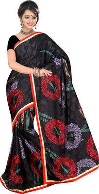 

Jiya Self Design, Printed Fashion Chiffon, Jacquard Saree(Black, Multicolor)