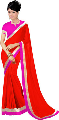 

Indian Wear Online Plain Fashion Chiffon Saree(Red)