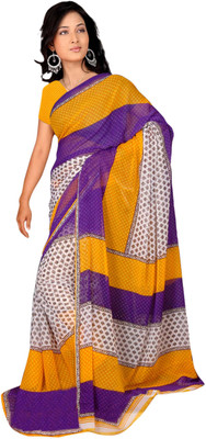 

Jiya Self Design, Printed Fashion Chiffon Saree(Yellow, Multicolor), Multicolor;yellow