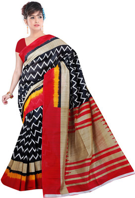 

Manthan Printed Daily Wear Art Silk Saree(Black, Beige)