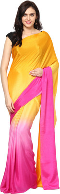

Aksara Self Design Daily Wear Crepe Saree(Multicolor), Pink and yellow