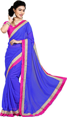 

Indian Wear Online Solid Fashion Chiffon Saree(Blue)