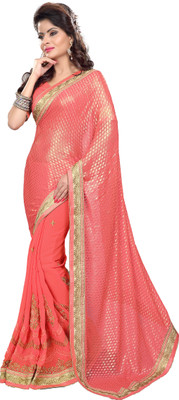

M.S.Retail Embroidered Fashion Chiffon Saree(Pink)