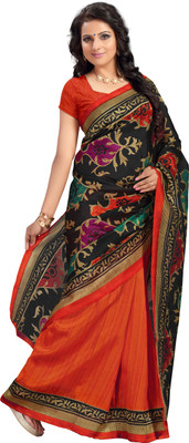 

Khoobee Self Design, Printed Fashion Jute, Silk Saree(Multicolor, Orange)