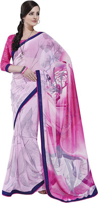 

Ishin Printed Fashion Pure Georgette Saree(Pink)