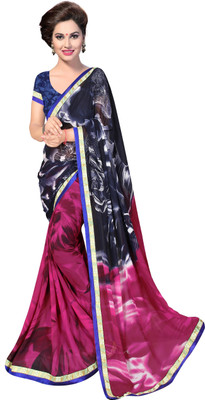 

Indianbeauty Self Design, Printed Fashion Georgette Saree(Multicolor), Black;pink