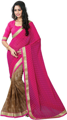 

Sourbh Sarees Printed, Polka Print Fashion Jacquard, Georgette Saree(Pink, Brown), Brown;pink