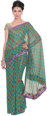 

AVR FASHIONS Printed Daily Wear Georgette Saree(Green)