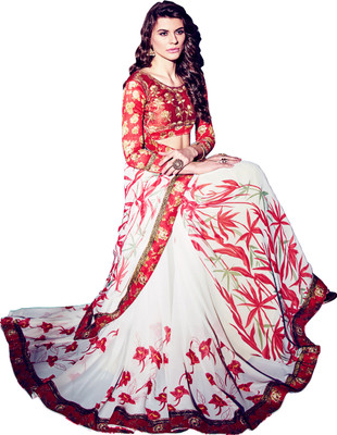 

Khushali Self Design, Printed Fashion Georgette Saree(White, Multicolor), Multicolor;white