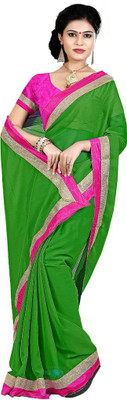 

Indian Wear Online Plain Fashion Chiffon Saree(Green)