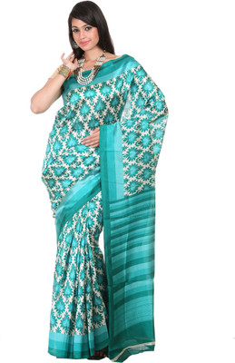 

Kanheyas Printed Fashion Handloom Art Silk Saree(Green), Turquoise