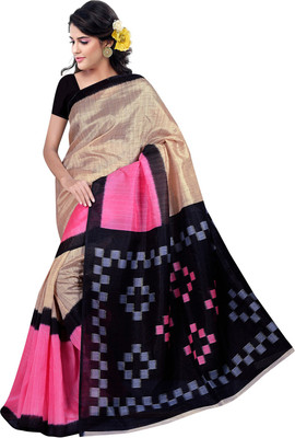 

Manthan Printed Daily Wear Art Silk Saree(Beige, Pink)