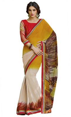 

Khoobee Self Design, Embroidered Fashion Georgette Saree(Beige, Red, Multicolor), Beige;multicolor;red