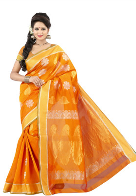 

Mimosa Woven Kanjivaram Handloom Cotton Saree(Gold)