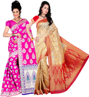 

Weavedeal Embellished Kanjivaram Silk Cotton Blend Saree(Pack of 2, Multicolor)