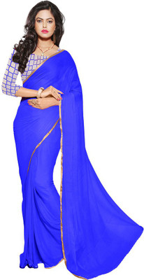 

Manthan Solid Daily Wear Chiffon Saree(Blue), Royal blue