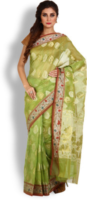 

Kasturi-B Swadeshi Karigari Woven Banarasi Handloom Banarasi Silk Saree(Green), Light green