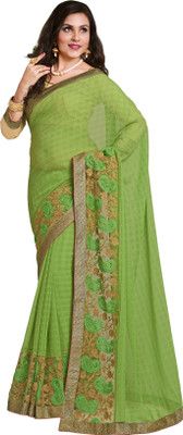 

Khoobee Self Design, Embroidered Fashion Chiffon, Jacquard Saree(Light Green)
